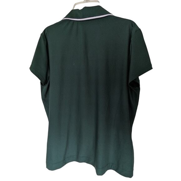 Nike Golf Mens Green Large Golf Polo Dri-Fit Stripes Snap Close Collar - Picture 2 of 12